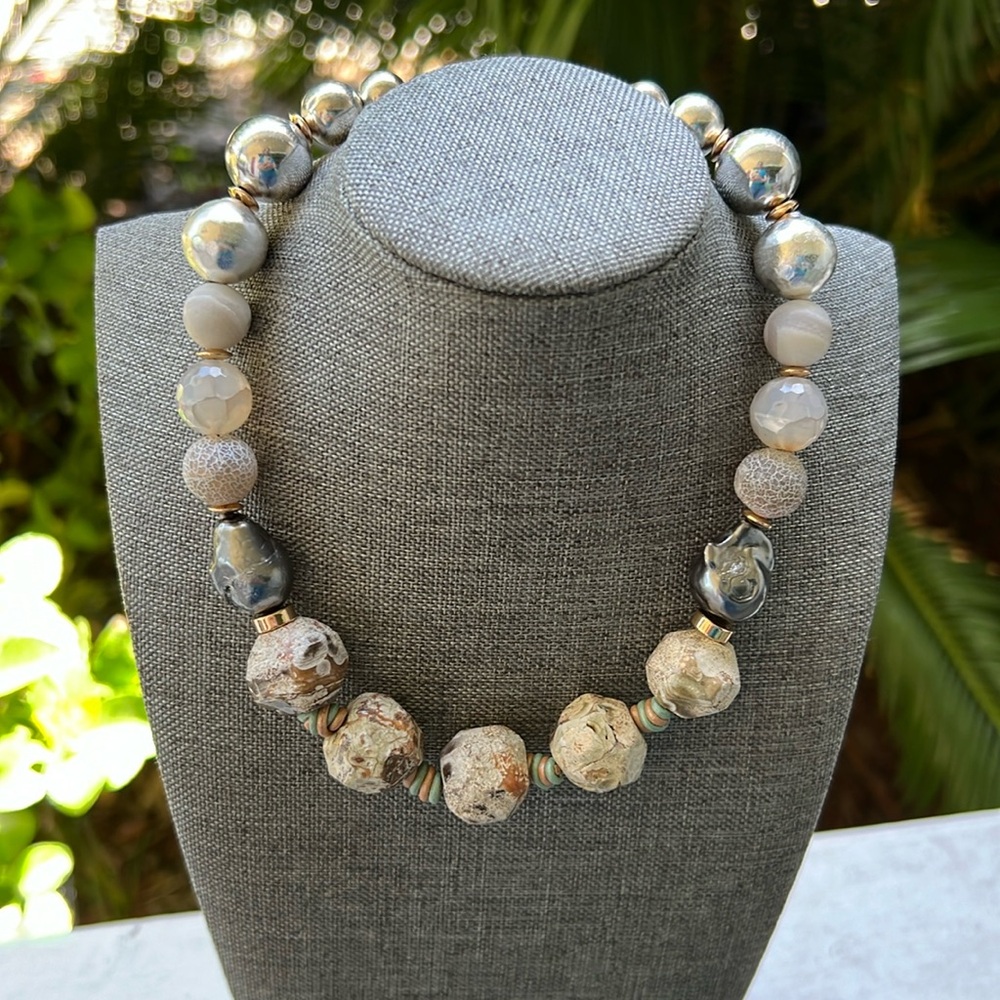 Nakamol Chicago Amazonite and Pearl Necklace